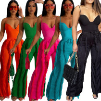 Solid color tassel two-piece set