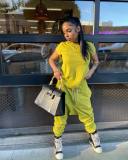 Solid color cross pants two-piece set