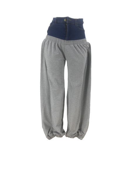 Denim knitted patchwork pants