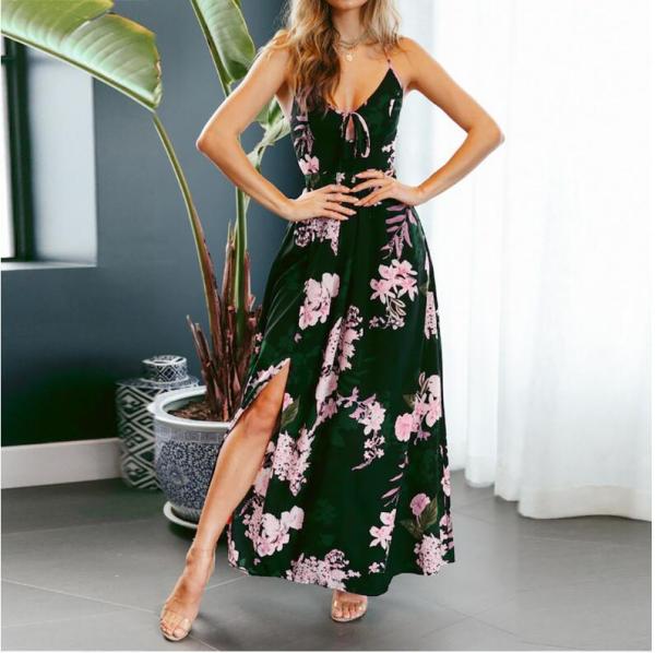 Long skirt printed large swing dress for women's clothing, Simian Asian style