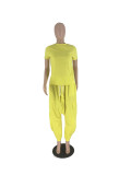 Solid color cross pants two-piece set