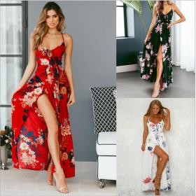Long skirt printed large swing dress for women's clothing, Simian Asian style