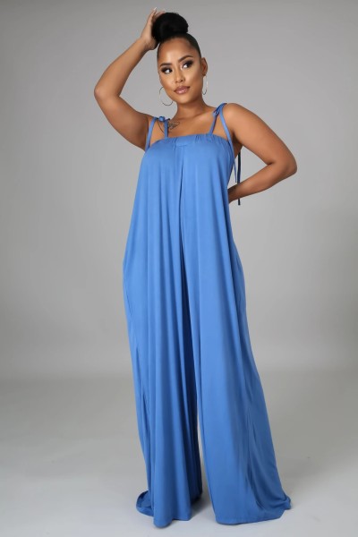 Sleeveless waist wrapped chest loose wide leg women's jumpsuit