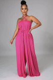 Sleeveless waist wrapped chest loose wide leg women's jumpsuit