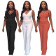 Design Tank Top High Waist Casual Women's Straight Trouser Set Two Piece Set
