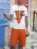 Digital Printing Fashion Casual Round Neck Short Sleeve Set