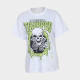 Trendy printed women's short sleeved loose fitting T-shirt