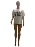 Women's fashion letter graffiti positioning print street trendsetter top T-shirt