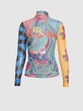 Women's New Sexy Mesh Perspective Slim Fit Street Photo Printed Mesh Top