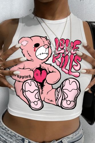 Letter Printing Fashion Sexy Off waist Sleeveless Tank Top
