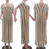 Fashionable and Sexy Hollow Knitted Sleeveless Loose Split Beach Dress