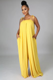 Sleeveless waist wrapped chest loose wide leg women's jumpsuit