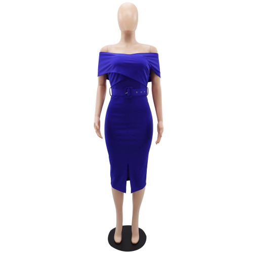 Temperament Split Waist Waist Mid length Wrap Hip Dress Slim Fit Women's Dress