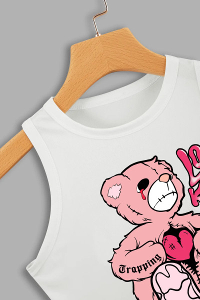 Letter Printing Fashion Sexy Off waist Sleeveless Tank Top