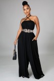Sleeveless waist wrapped chest loose wide leg women's jumpsuit
