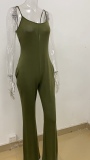 Women's solid color suspender pants jumpsuit