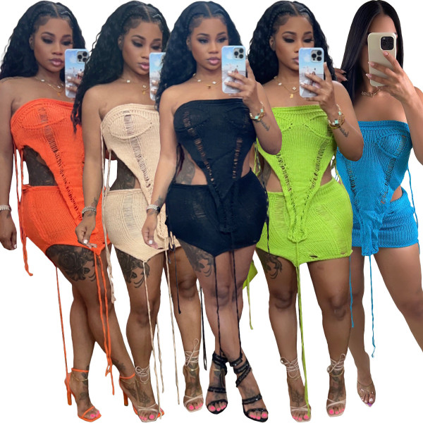 Fashionable and Sexy Sleeveless Short Skirt Beach Set
