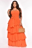 Chiffon Gentle Style Style Hanging Strap High Waist Cake Long Dress Summer Dress