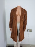 Winter Warm Solid Color Long Sleeves Midi Coat FF1065
