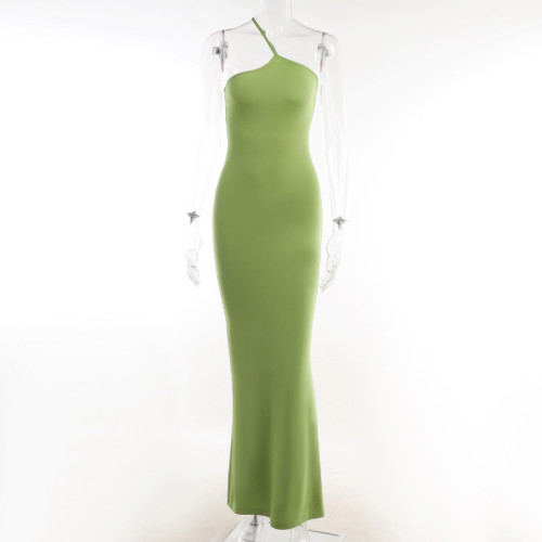 Bra New Sexy One Shoulder Open Back Shoulder Fish Tail One Shoulder Strap Dress