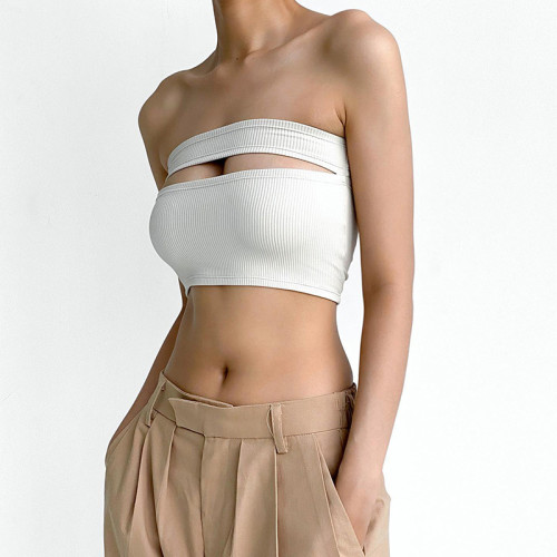 Clean color sleeveless versatile bra short spicy girl T-shirt