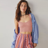 Clean color sleeveless short spicy girl versatile top
