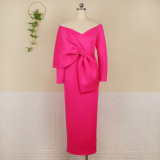 Sexy Deep V Bow High Waist Wrap Hip Party Large Women's Dress