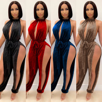 Sexy Strap Elastic Split Women's jumpsuit