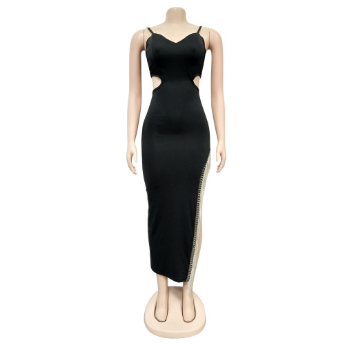Women's fashion rhinestone sexy suspender nightclub dress dress