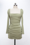Sexy Backless Long Sleeve Dress Slim Fit Wrap Hip Short Dress