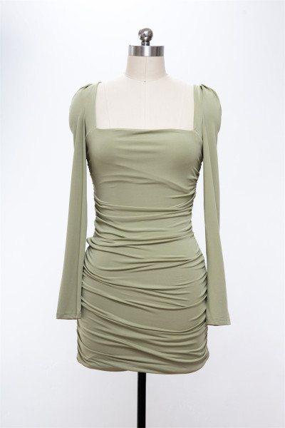 Sexy Backless Long Sleeve Dress Slim Fit Wrap Hip Short Dress
