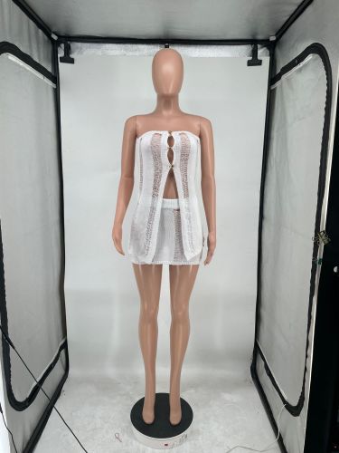 Knitted Fashion Two Piece Dress Wrapped Chest