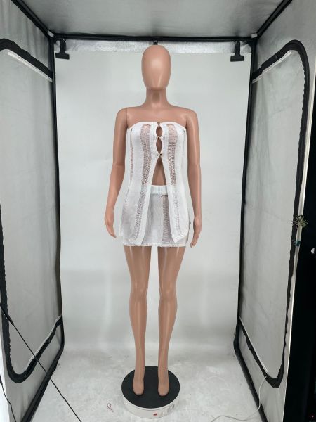 Knitted Fashion Two Piece Dress Wrapped Chest