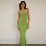 Bra New Sexy One Shoulder Open Back Shoulder Fish Tail One Shoulder Strap Dress