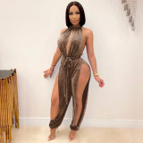 Sexy Strap Elastic Split Women's jumpsuit