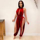 Sexy Strap Elastic Split Women's jumpsuit