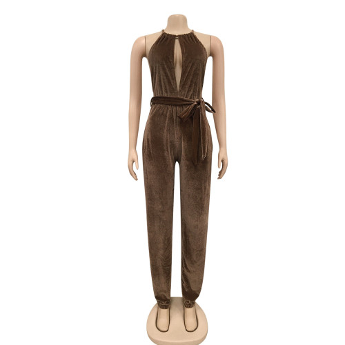 Sexy Strap Elastic Split Women's jumpsuit