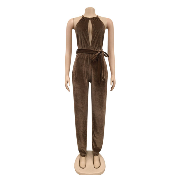 Sexy Strap Elastic Split Women's jumpsuit