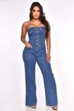 Bra off shoulder slimming micro flared jumpsuit jeans
