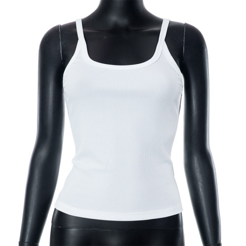 Clean color sleeveless suspender short outerwear spicy girl tank top
