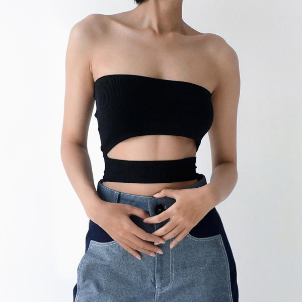 Clean color sleeveless versatile bra short spicy girl T-shirt