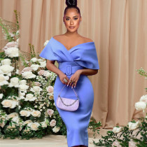 Sexy Off Shoulder High Waist Wrapped Hip Dress with Belt Banquet Dress Large Women's Wear Sexy Off Shoulder High Waist Wrapped Hip Dress with Belt Banquet Dress Large Women's Wear