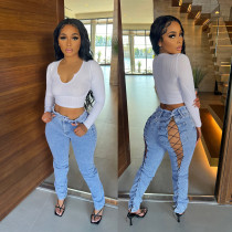 Women's Jeans Bandage Slim Jeans