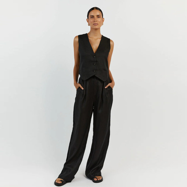 Cotton linen sleeveless vest vest vest pants two-piece women's casual fashion set