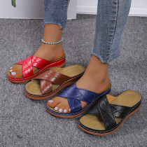 Women's shoes, solid color hollowed out splicing, casual thick sole slippers, cross-border Women's shoes, solid color hollowed out splicing, casual thick sole slippers, cross-border