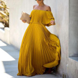 Sexy Off Shoulder Off Shoulder Pleated Chiffon Evening Dress