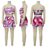 Sexy suspender short top and skirt pants two-piece set
