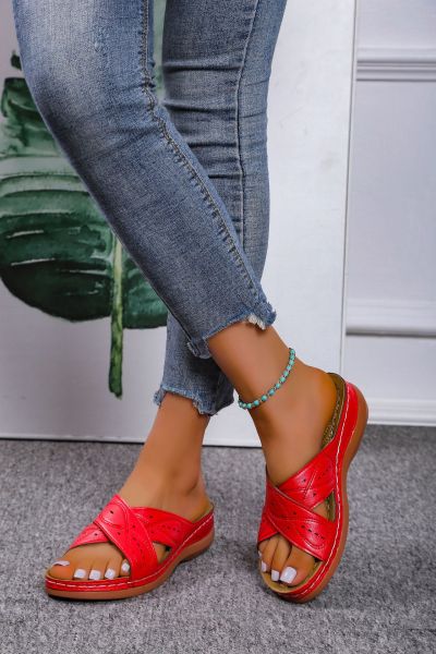 Women's shoes, solid color hollowed out splicing, casual thick sole slippers, cross-border