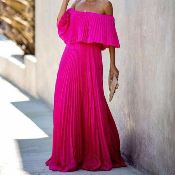 Sexy Off Shoulder Off Shoulder Pleated Chiffon Evening Dress