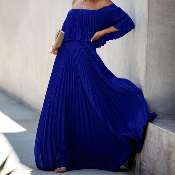 Sexy Off Shoulder Off Shoulder Pleated Chiffon Evening Dress